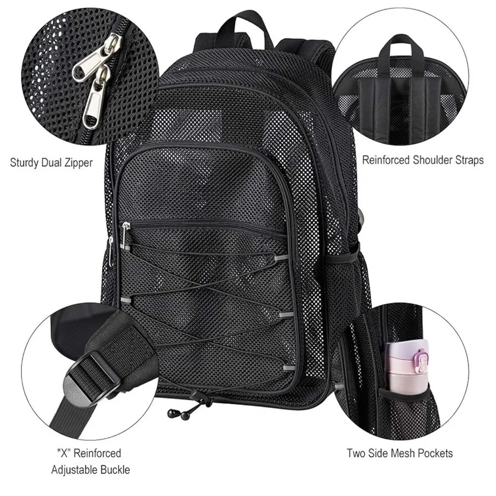 Classic Black Mesh Backpack